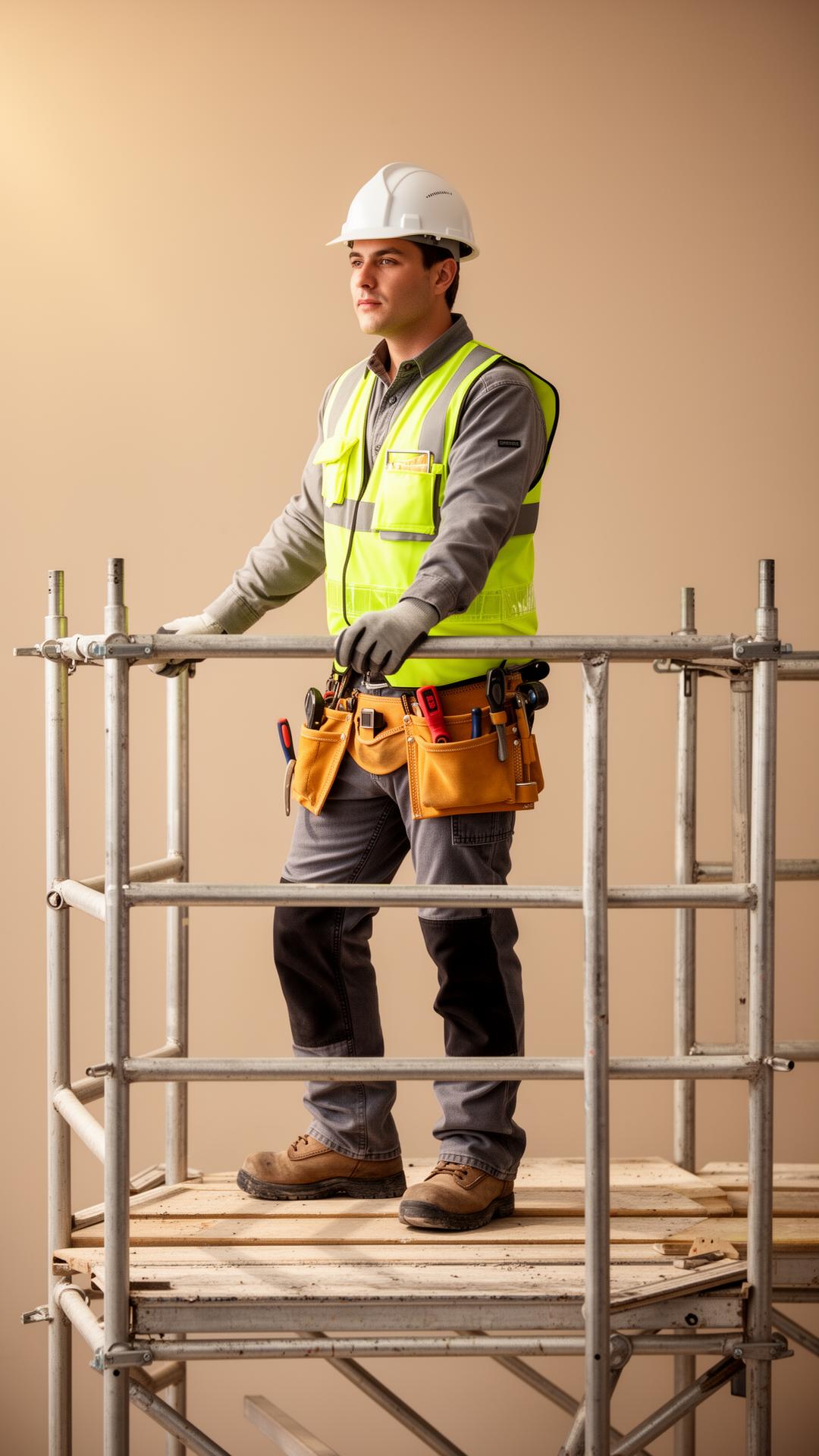 CISRS-qualified Tubix scaffolder on a working platform on a Cornwall site
